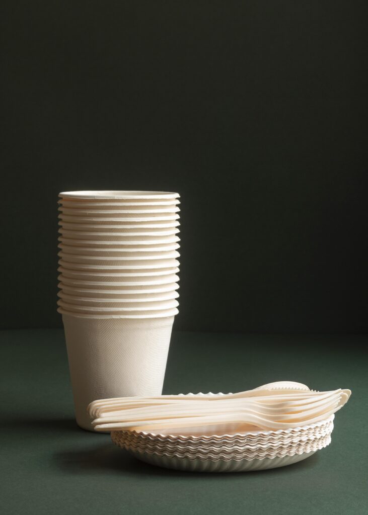 arrangement with plates cups cutlery